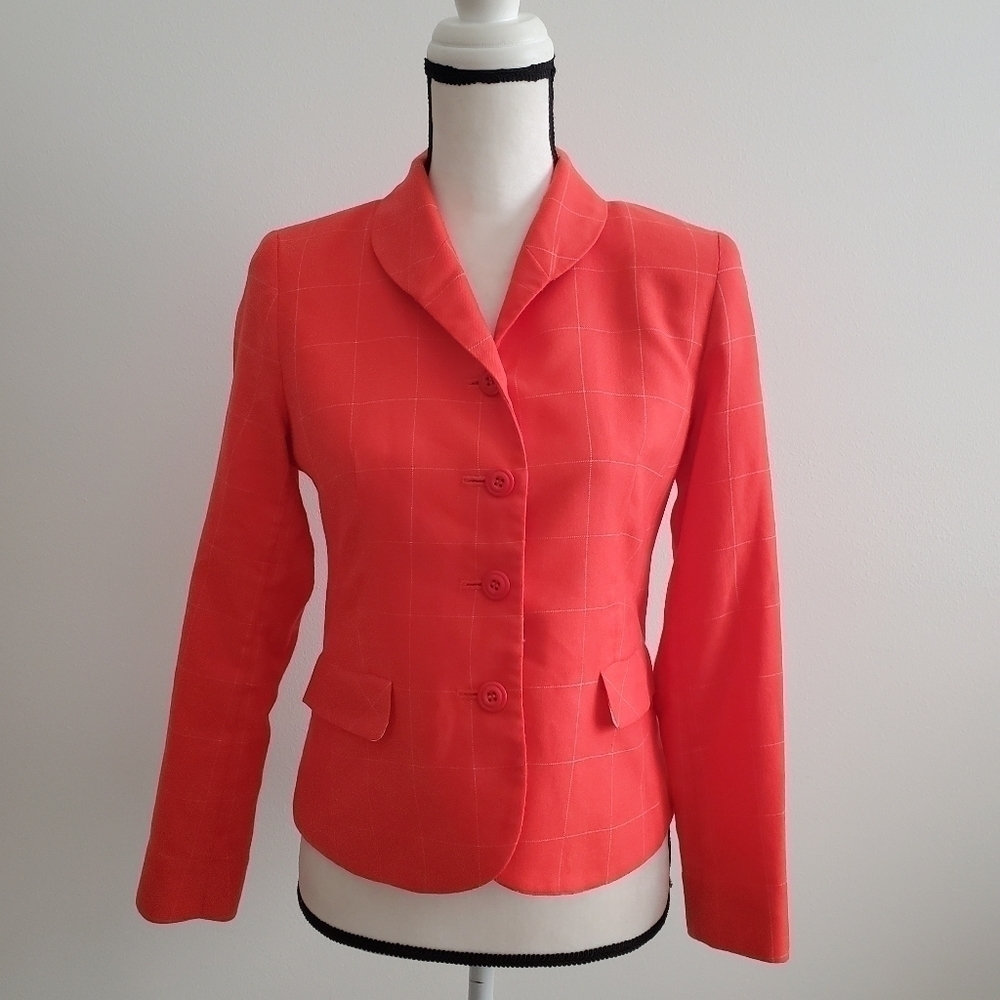 Pendleton Virgin Wool Plaid Blazer Jacket in Orange Size 4